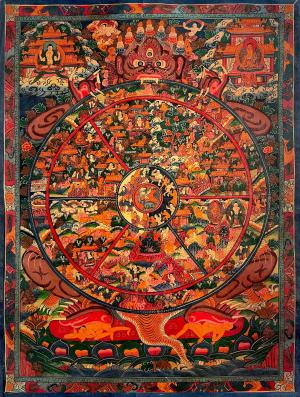 Wheel of Life Buddhist Painting | Traditional Himalayan Art | Gorgeous Colorful Original Hand Painted Thangka Painting